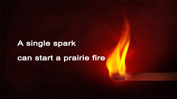 A single spark can start a prairie fire.‌